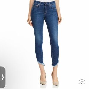 Joe's Jeans The Icon Mid Rise Skinny Ankle Frayed Hem Jeans - Dark Blue - 28